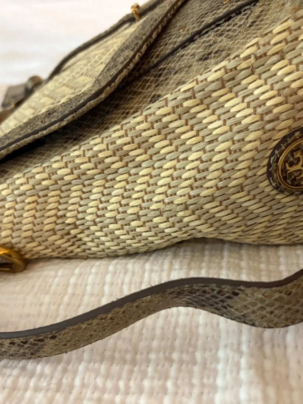 Tory Burch Beige/Brown Snakeskin Bag
